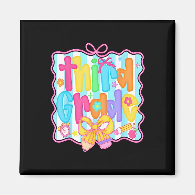 First Day Of Third Grade Floral Bundle For Teacher Magnet (Front)