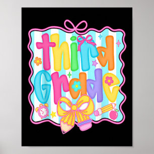 First Day Of Third Grade Floral Bundle For Teacher Poster
