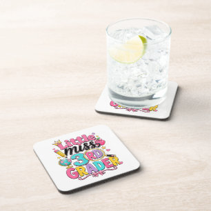 First Day of Third Little Miss 3rd Grader Beverage Coaster