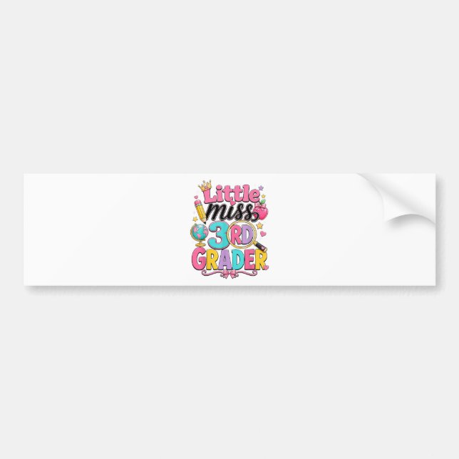 First Day of Third Little Miss 3rd Grader Bumper Sticker (Front)