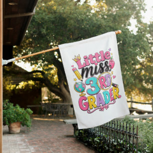 First Day of Third Little Miss 3rd Grader House Flag