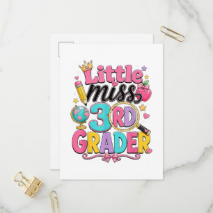First Day of Third Little Miss 3rd Grader Invitation Postcard