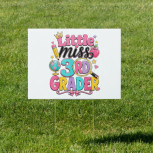 First Day of Third Little Miss 3rd Grader Sign
