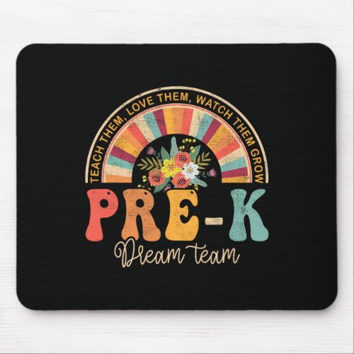 First Day Pre_k Team Teacher Kids 60s 70s Hippie R Mouse Pad