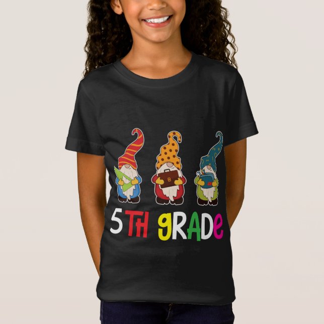 First Day Teacher Back To School Gnomes 5th Grade  T-Shirt (Front)