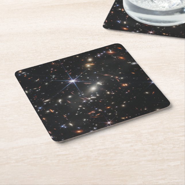 First Deep Field of Universe from James webb Square Paper Coaster (Angled)