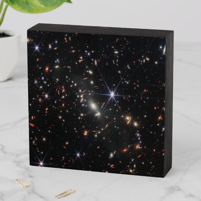 First Deep Field of Universe from James webb Wooden Box Sign (In Situ Vertical)