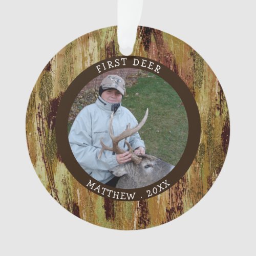 FIRST DEER Hunting Photo Camouflage Personalized Ornament