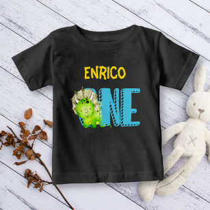 First dinosaur birthday cute colorful personalized baby T-Shirt