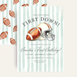 First Down Birthday Evite, Editable Football Invit Invitation