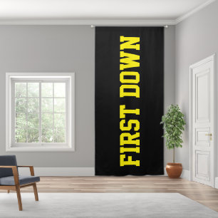 FIRST DOWN Bold Bright Yellow Text On Bold Black Blackout Curtains