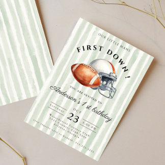 First Down Editable Football 1st Birthday  Invitation