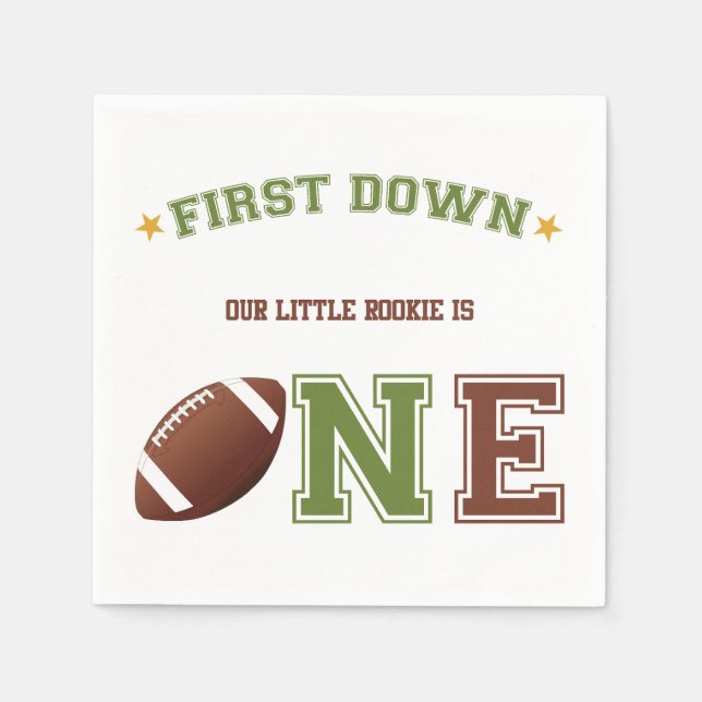 First Down First Birthday Football Napkins (Front)