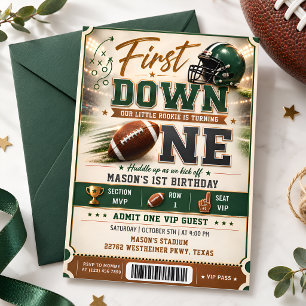 first down football birthday, football first birth invitation