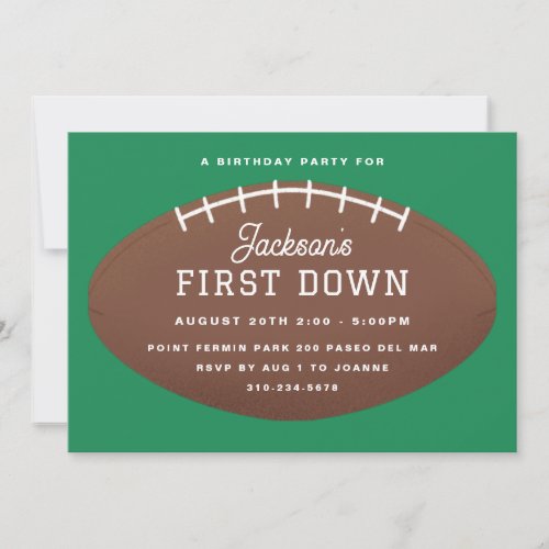 First Down Football Birthday Party Invitation