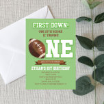 First Down Football Green ONE 1st Birthday Party  Invitation<br><div class="desc">This is a First Down Football Green ONE 1st Birthday Party Invitation!</div>