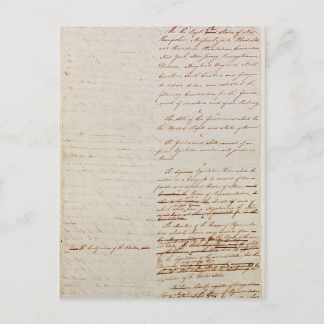 First draft of the Constitution of the U.S. Postcard (Front)