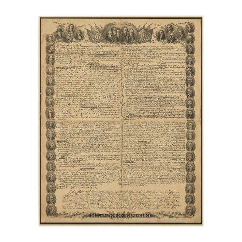 First Draft of the Declaration of Independence Wood Wall Art