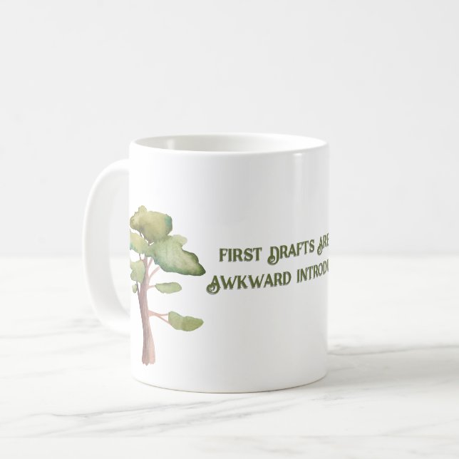 First Drafts Coffee Mug For Writers (Front Left)