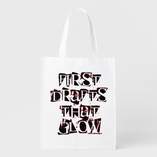 First Drafts That Glow logo _ Black Grocery Bag