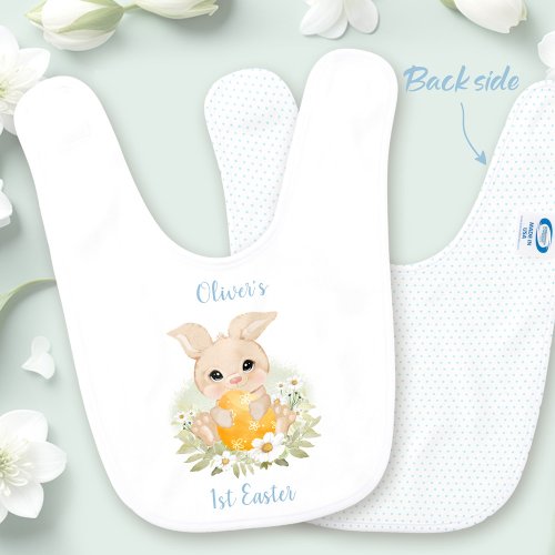 First Easter Blue Yellow Name Boy Baby Bib