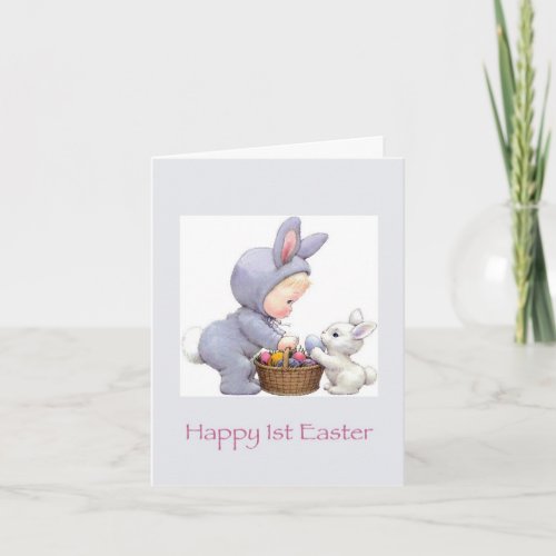 First Easter Bunny and Girl Card