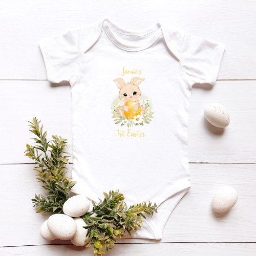 First Easter Bunny Personalized Name Unisex  Baby Bodysuit