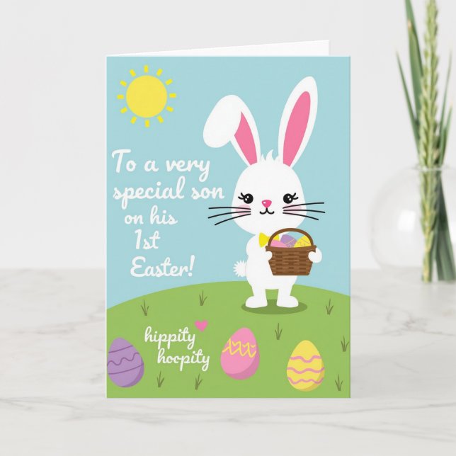 First Easter For Son Greeting Card (Front)