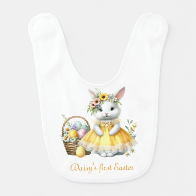 First Easter Girl Baby Bib (Front)