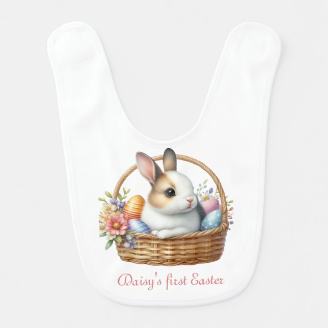 First Easter Girl Baby Bib (Front)