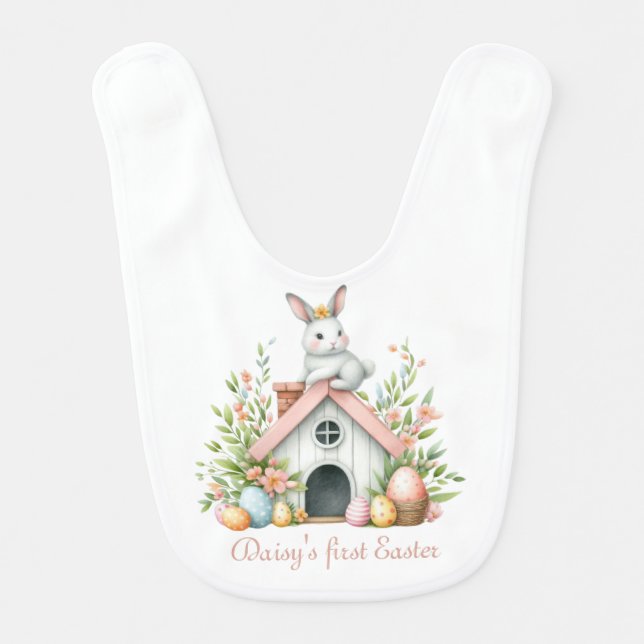 First Easter Girl Baby Bib (Front)