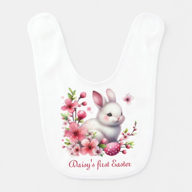 First Easter Girl Baby Bib (Front)