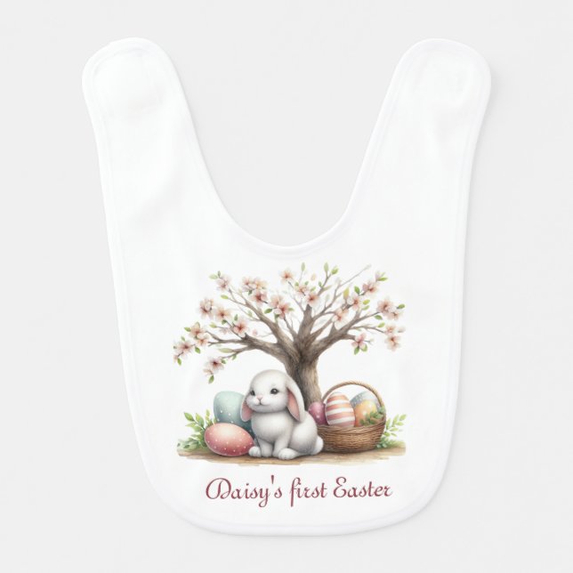 First Easter Girl Baby Bib (Front)