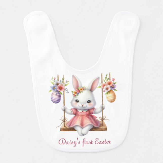 First Easter Girl Baby Bib (Front)