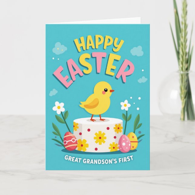 First Easter Grandson Celebration Card (Front)