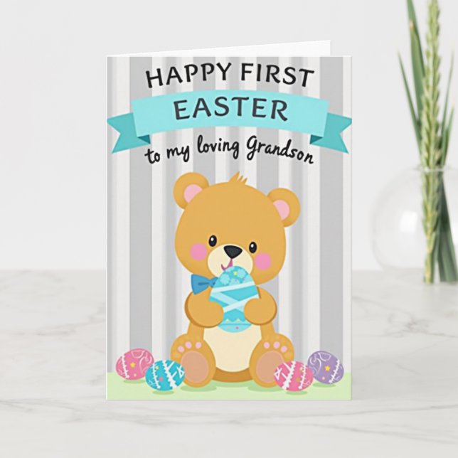 First Easter Grandson Greeting Card (Front)