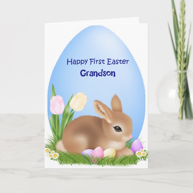 First Easter Grandson Holiday Card (Front)