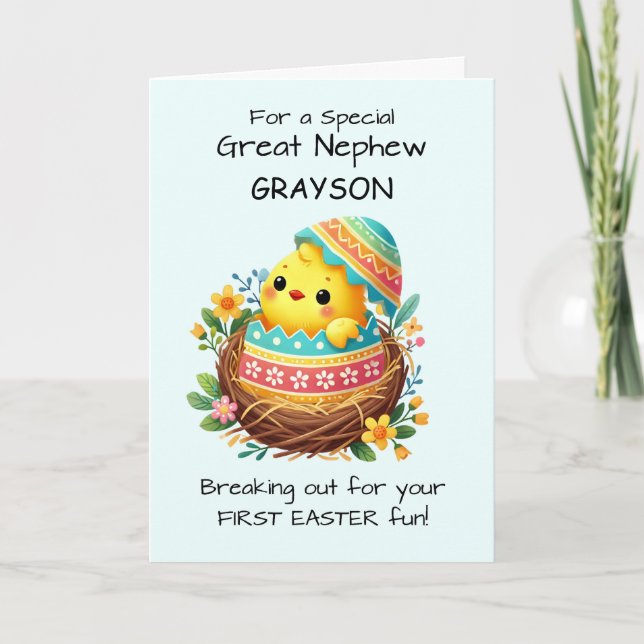 First Easter Great Nephew Easter Chick Breaking Card (Front)