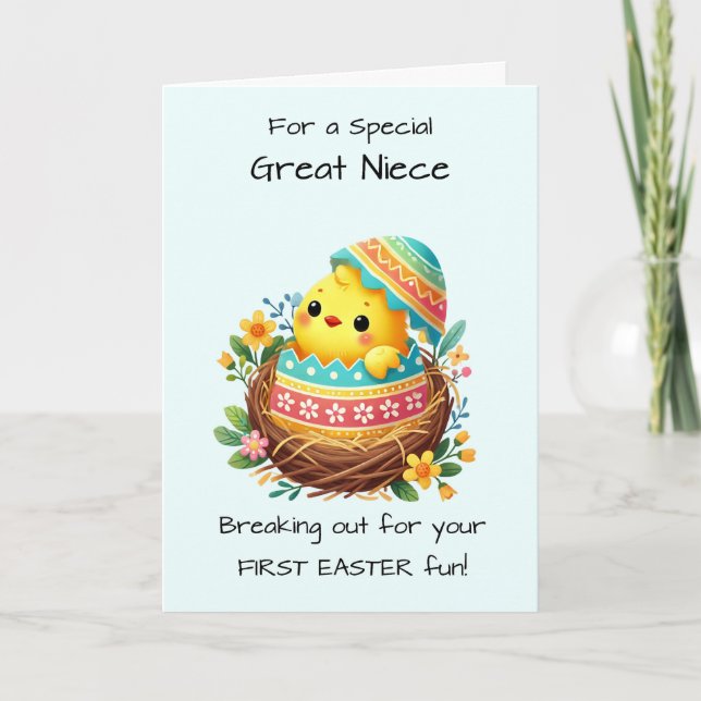 First Easter Great Niece Personalize Easter Chick Card (Front)