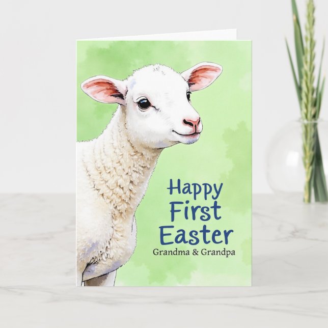 First Easter Lamb Grandma Grandpa Card (Front)