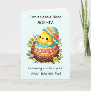 First Easter Niece Chick Breaking Out of Shell Card