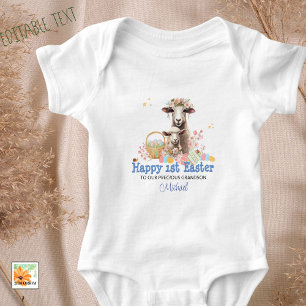  First Easter outfit for baby Lamb with name Baby Bodysuit