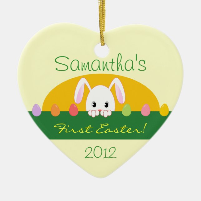 First Easter Peeking Bunny Personalized Ornament (Front)