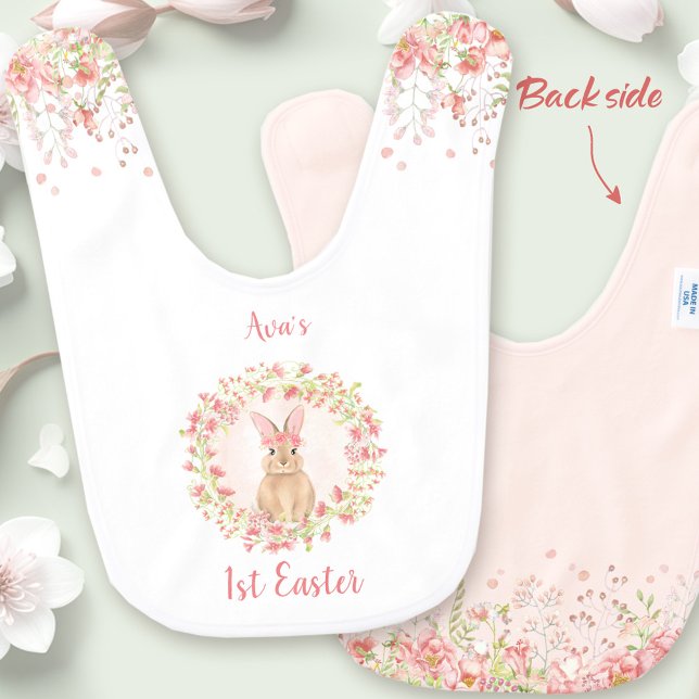 First Easter Personalized Baby girl Baby Bib (First Easter Personalized Two-sided Baby girl Baby Bib)