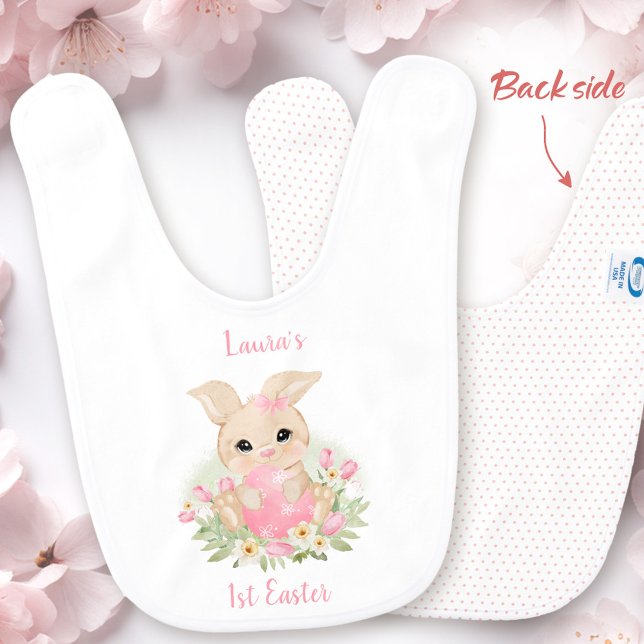 First Easter Personalized Baby girl Baby Bib (First Easter Personalized Baby girl Baby Bib)