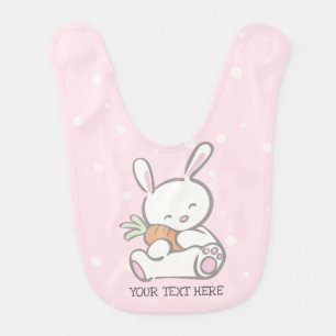 First Easter Pink Baby Bunny for Girls Bib