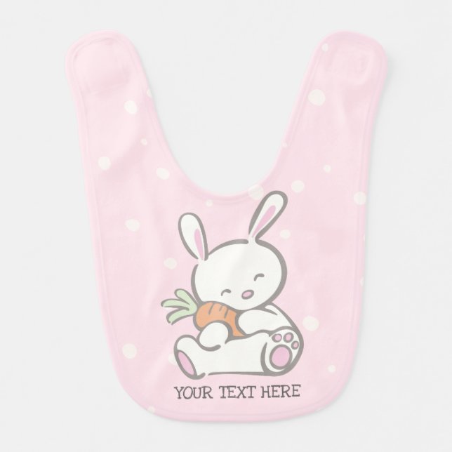 First Easter Pink Baby Bunny for Girls Bib (Front)
