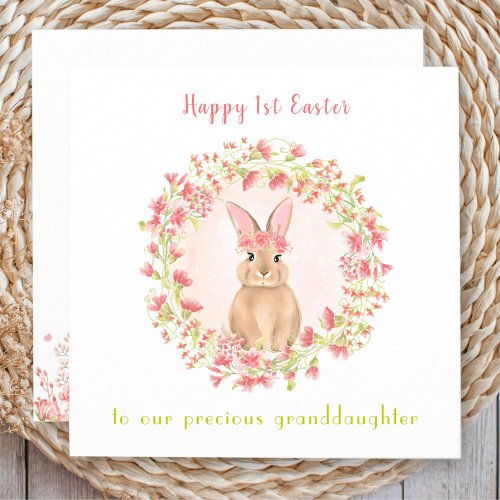 First Easter Pink Bunny Girl Granddaughter Card