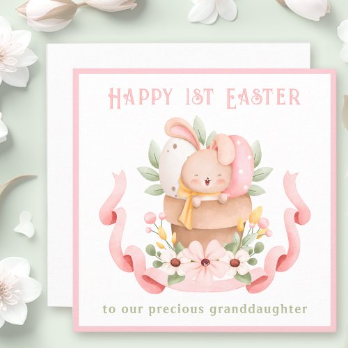 First Easter Pink Bunny Granddaughter Easter Card