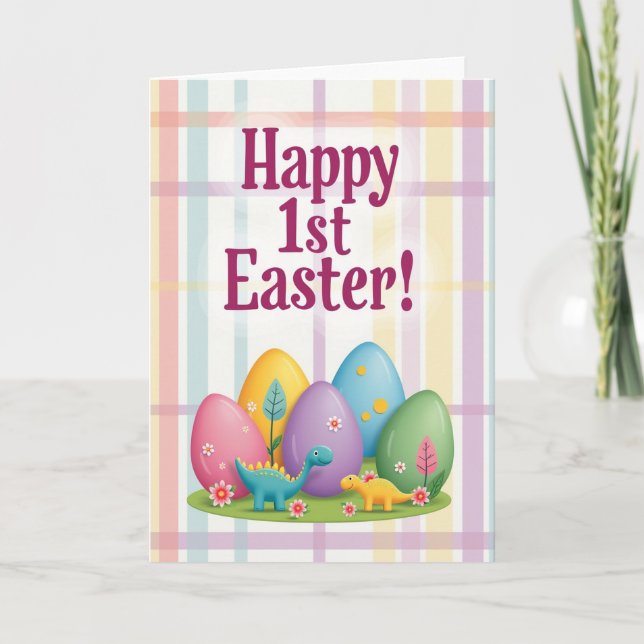 First Easter Polka Dot Eggs Card (Front)